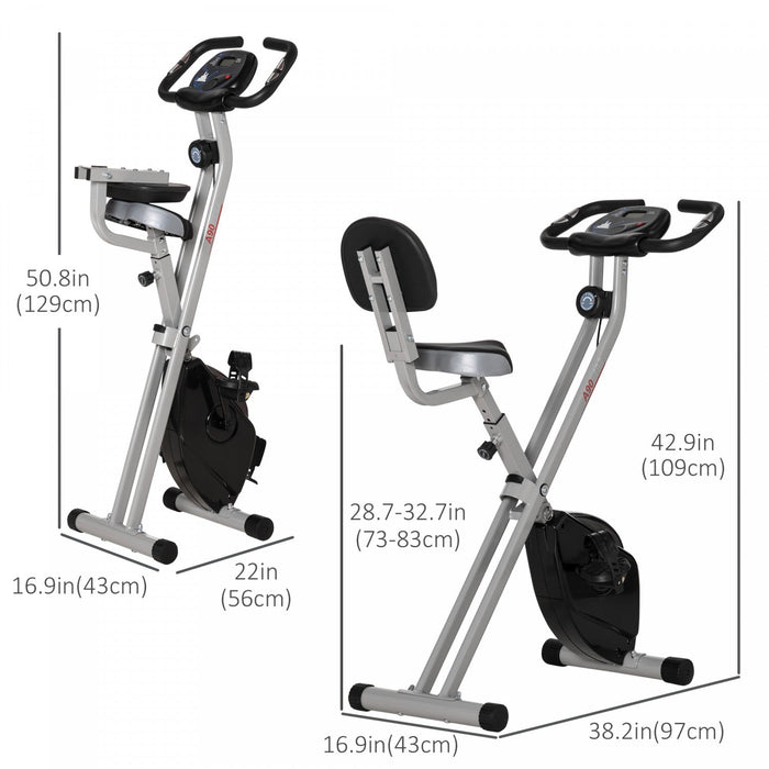Soozier Foldable Exercise Bike With 8 Levels Of Magnetic Resistance, Indoor Stationary Bike, X Bike,