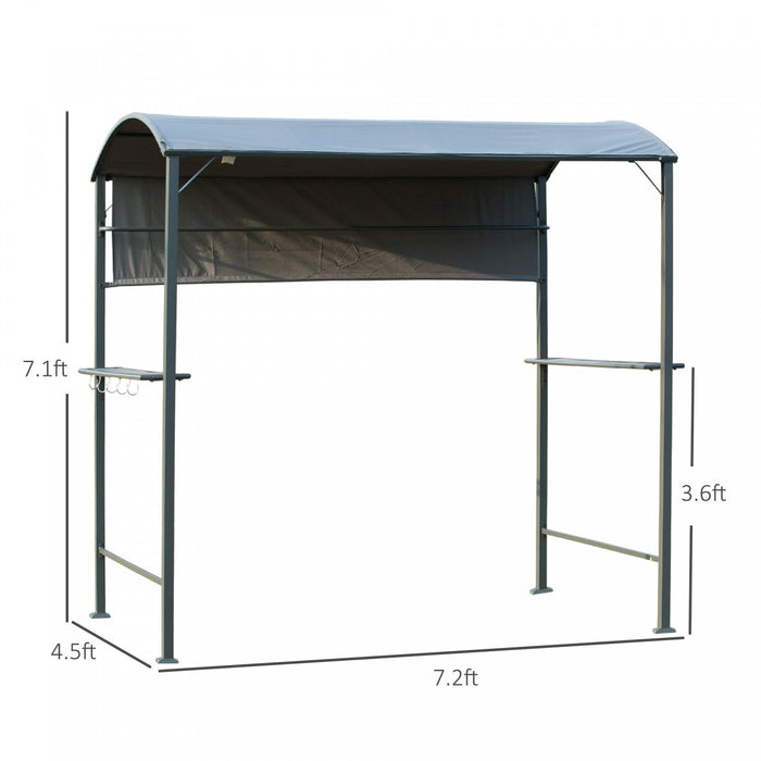 Outsunny 7x4.5ft Outdoor Bbq Gazebo Tent Metal Frame Garden Grill Canopy Sunshade Backyard Portable 