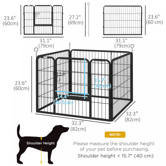 Pawhut Dog Pen Dog Play Pen 4 Panels Dog Fence Outdoor Indoor With Gate For Small Animal Dog, Backya
