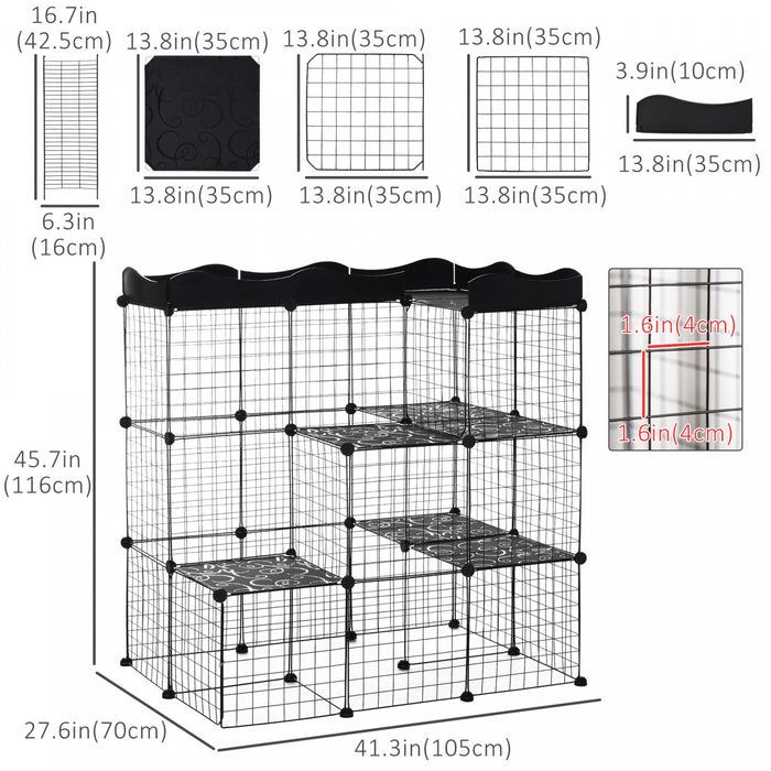 Pawhut 40 Panels Small Animal Cage, Pet Playpen With Doors, Kitten Cage, Portable Metal Wire Yard Fo