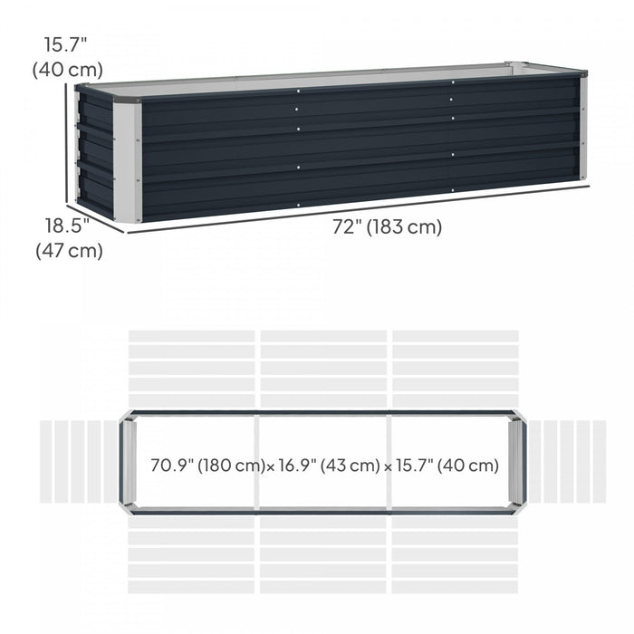 Outsunny 6' x 1.5' x 1.3' Galvanized Raised Garden Bed, Elevated Large Metal Planter Box w/ Install Gloves for Backyard, Patio to Grow Vegetables, Herbs, and Flowers, Dark Grey