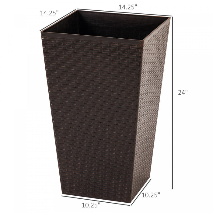 Outsunny Set Of 3 Tall Planters With Drainage Hole, Outdoor & Indoor Flower Pot Set For Front Door, 