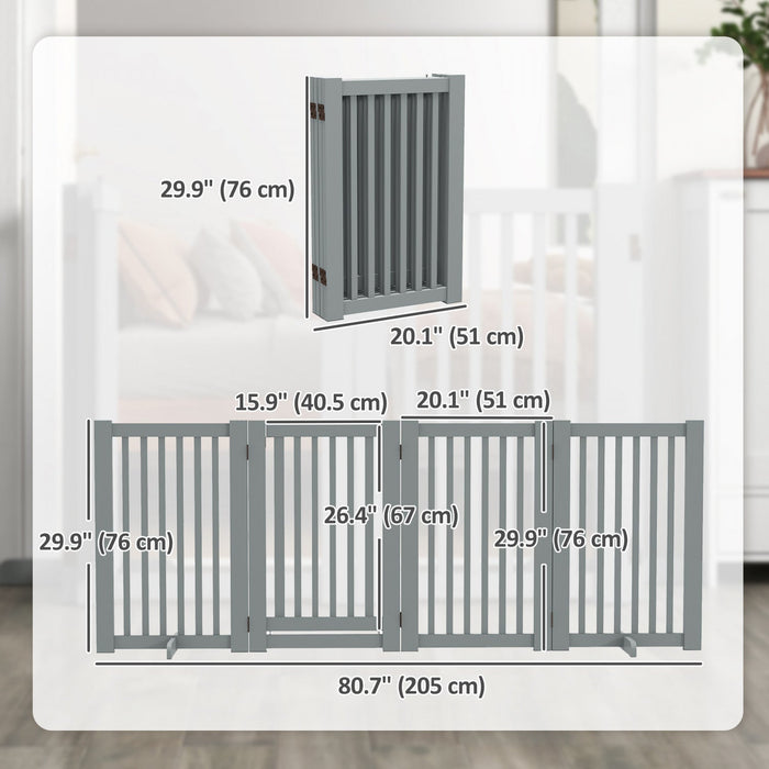 Pawhut Free Standing Wooden Pet Gate Indoor Dog Barrier Foldable Step Over Doorway Fence Safety Gate