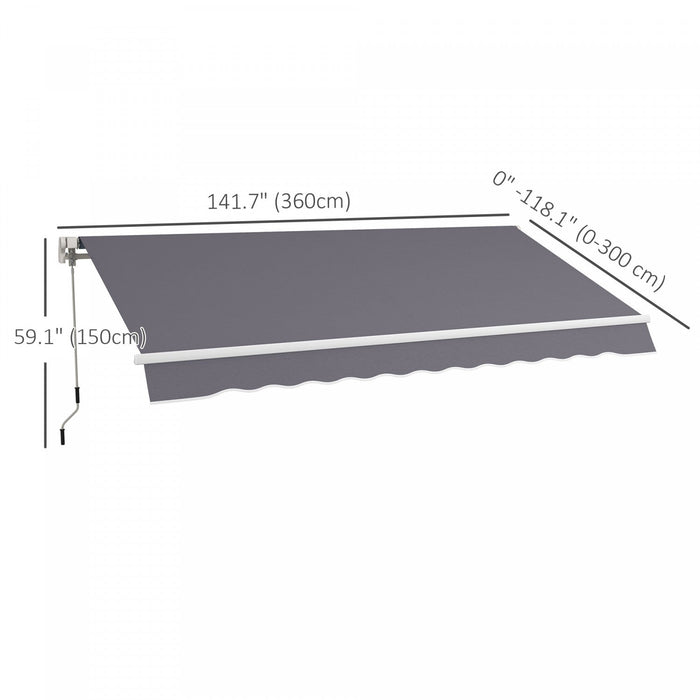Outsunny Retractable Awning Manual Sun Shade Shelter Dark Grey