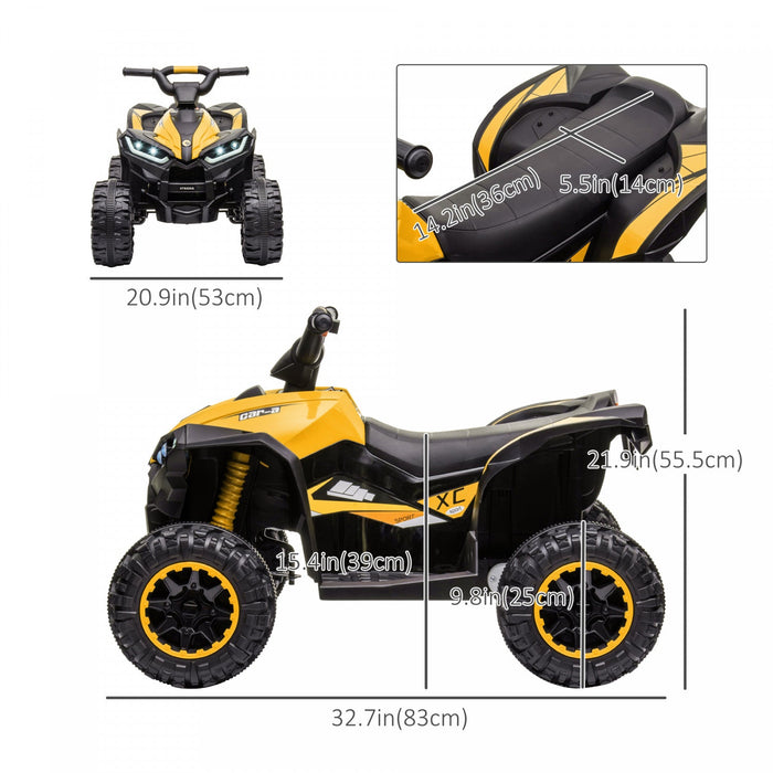 Aosom 12v Kids Powered Ride-On Atv, Four Wheeler Kids Quad With Music, Mp3, Headlights, High & Low S