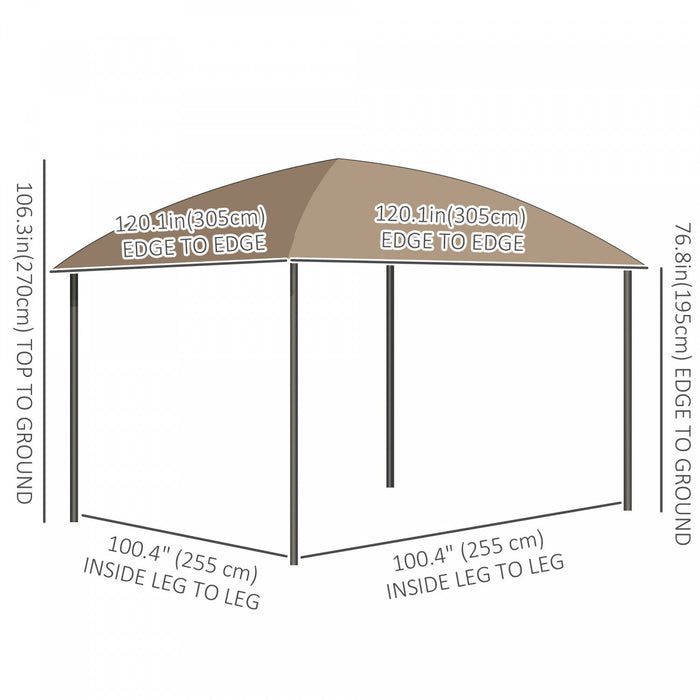 Outsunny 10 X 10ft Hardtop Gazebo With uv60+ Polycarbonate Roof & Curtains