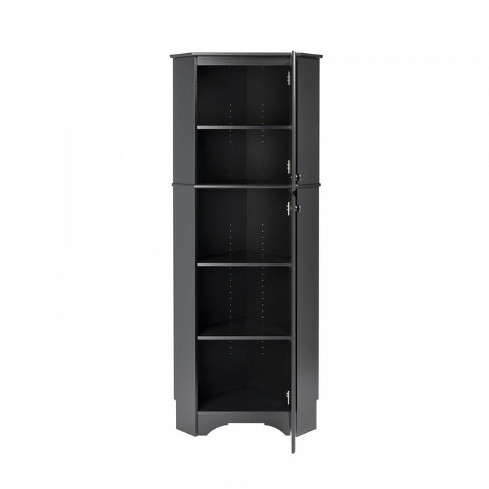 Elite Tall 2-Door Corner Storage Cabinet - Black