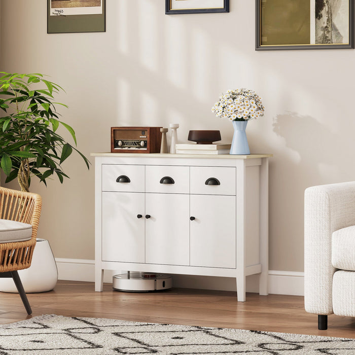 HOMCOM Sideboard Buffet Cabinet, 40" Kitchen Coffee Bar Cabinet, White