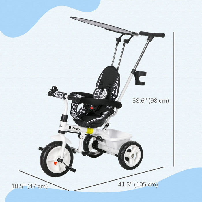 Qaba Kids Tricycle, 6 In 1 Push Bike Stroller With Removable Handlebar, Safety Fence And 5-point Har