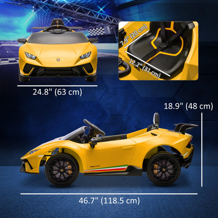 Qaba 12v Electric Powered Ride-On Car For Kids, Lamborghini Huracan Licensed Kids Car With Remote Co