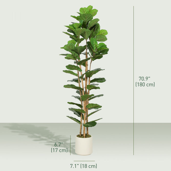 HOMCOM Faux Fiddle Leaf Fig Tree, 6FT Artificial Tree for Indoor Decor