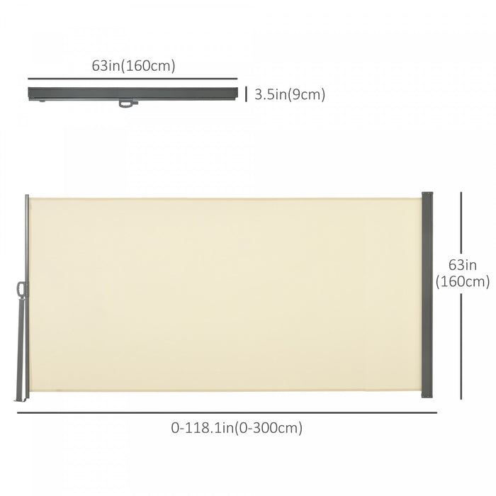 Outsunny 118\" X 63\" Retractable Side Awning Patio Outdoor Folding Privacy Screen With Resistance To 