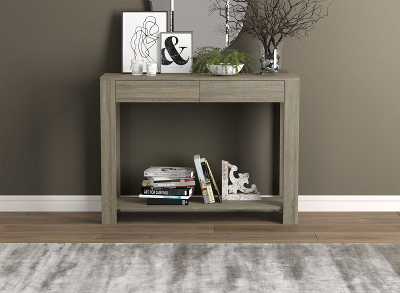 40” Console Table With 2 Drawers And Shelf - Dark Taupe 