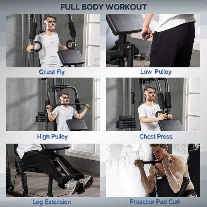 Soozier Multifunction Home Gym Machine With 99lbs Weight Stack, Full Body Workout