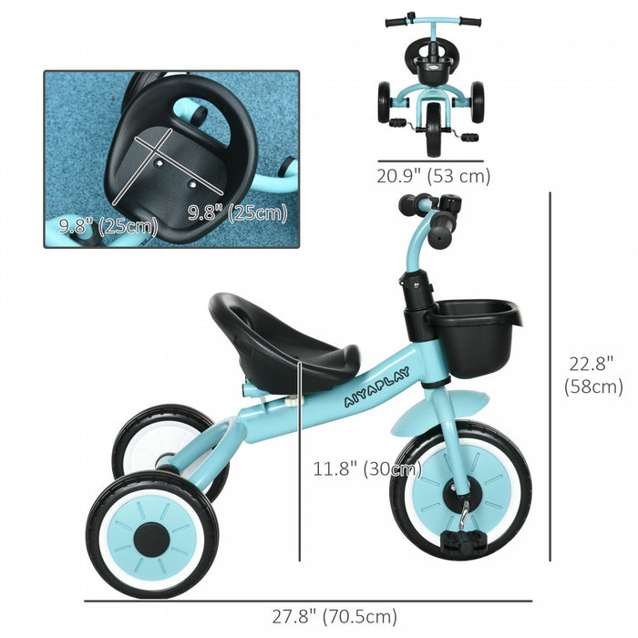 Qaba Tricycle For Toddler 2-5 Year Old Girls And Boys, Toddler Bike With Adjustable Seat, Basket, Be