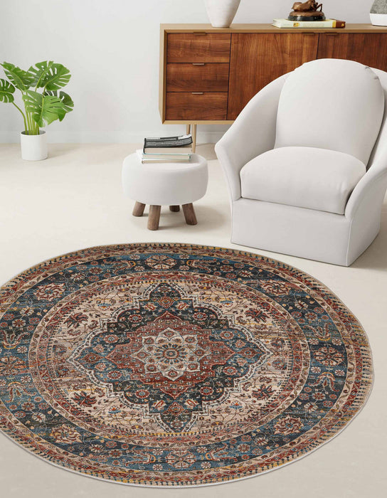 Irina Traditional 5'0\" x Area Rug in Multi Indoor Area Rug 