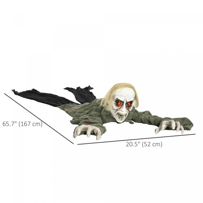Homcom 66" Halloween Outdoor Decoration Crawling Zombie, Sound Activated