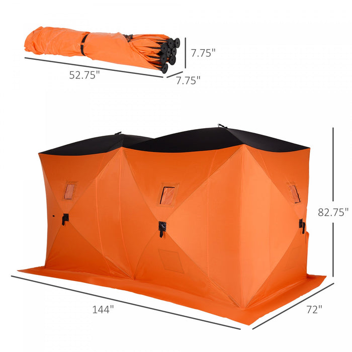Outsunny 8-person Pop-up Ice Fishing Shelter, Portable Ice Fishing Tent With Ventilation Windows And