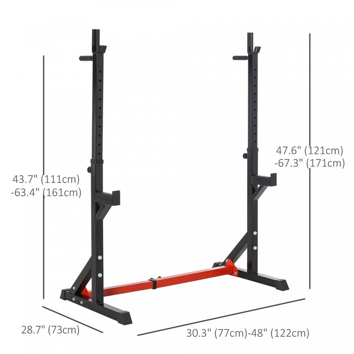 Soozier Steel Height And Base Adjustable Barbell Squat Rack And Bench Press