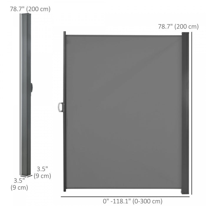 Outsunny 118\" X 79\" Retractable Side Awning Patio Outdoor Folding Privacy Screen With Resistance To 