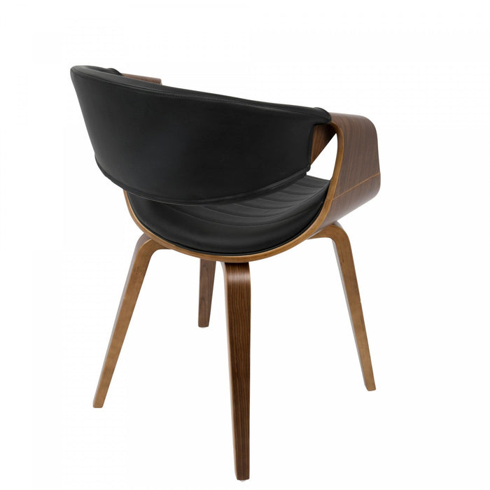 LumiSource Symphony Faux Leather Mid-Century Modern Dining Accent Chair - Walnut/Black