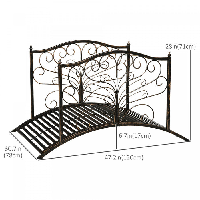 Outsunny 4ft Metal Garden Bridge Decorative Arc Bridge With Guardrails Black Bronze