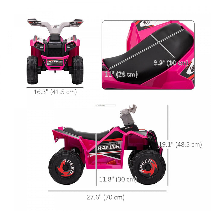 Aosom 6v Kids Atv Quad, Battery Powered Ride-On Electric Vehicle For Kids With Wear-resistant Wheels