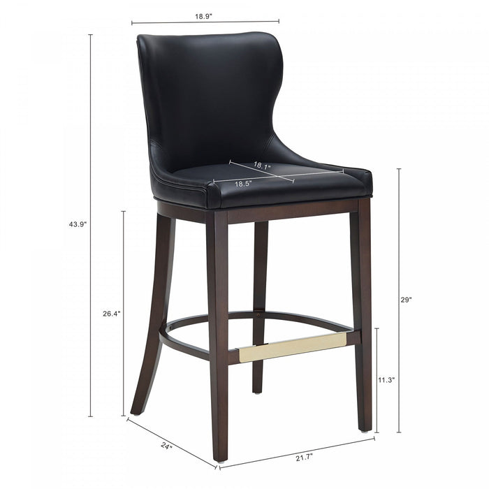Blair Modern Wood Upholstered Barstool in Black - Set of 3 Bar Stool 