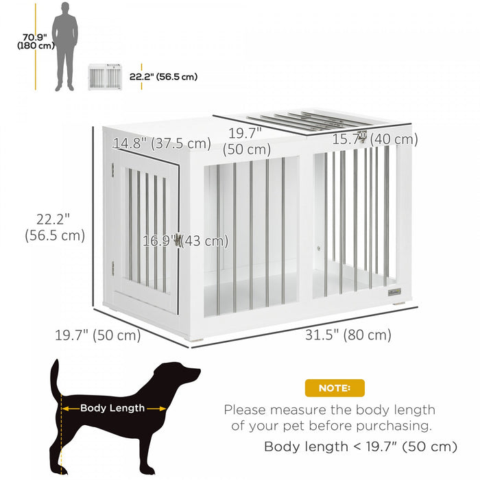 Pawhut Dog Crate Furniture, 31.5\" Dog Kennel Furniture Side End Table With Double Doors, For Medium 