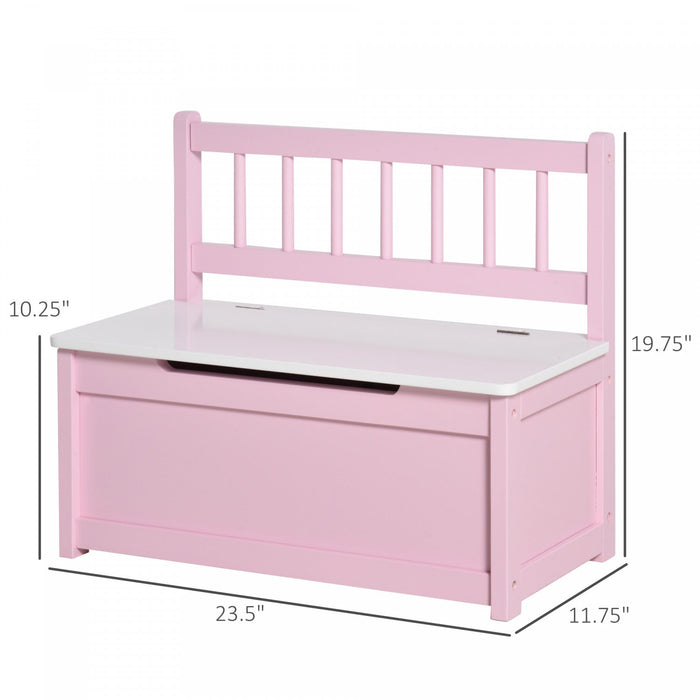Qaba 2-in-1 Wooden Kids Toy Box Storage Bench Seat Chest Cabinet Chunk Cube With Safety Pneumatic Ro