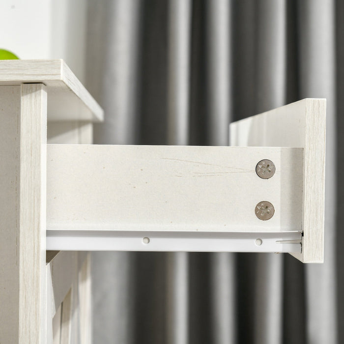 HOMCOM Farmhouse Sideboard, Buffet Cabinet with Barn Door, Distressed White