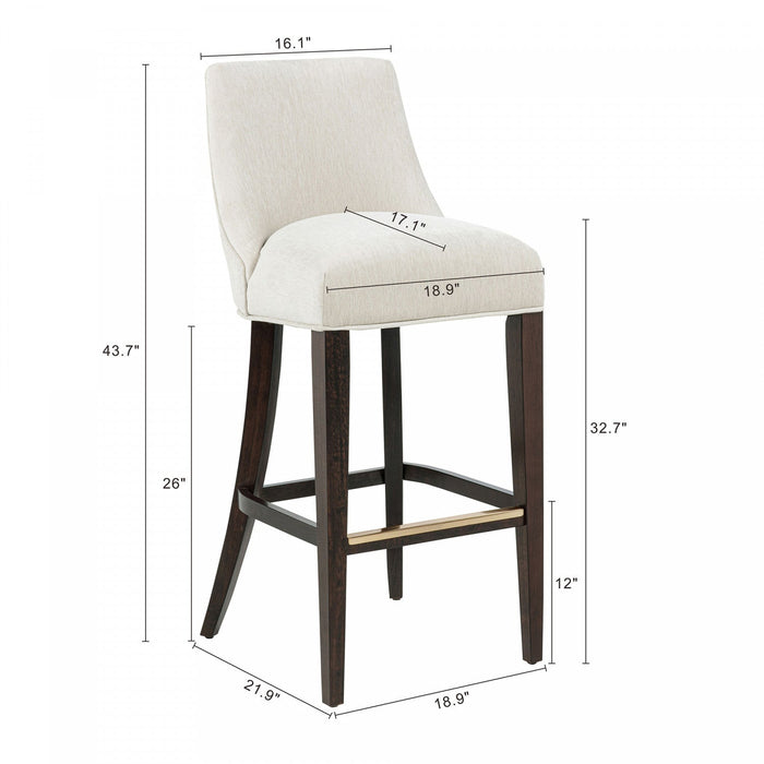 Beever Modern Wood Upholstered Chenille Barstool in Cream 