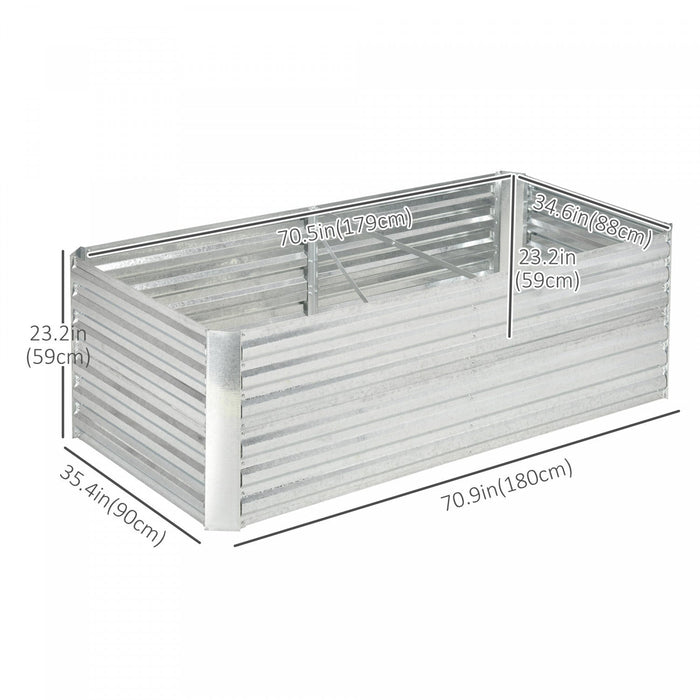 Outsunny Raised Garden Bed, 71'' X 35'' X 23'' Galvanized Steel Planters For Outdoor Plants With Mul