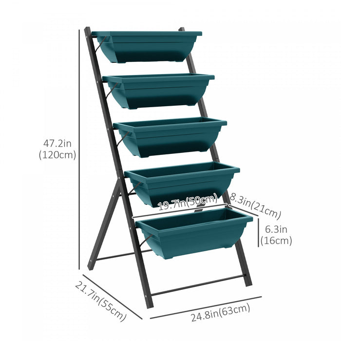 Outsunny 5-tier Raised Garden Bed With 5 Planter Boxes, Outdoor Plant Stand Grow Containers With Lea