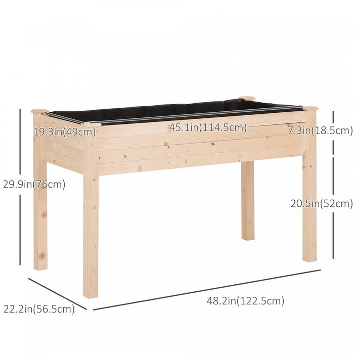 Outsunny 48''x22''x30'' Elevated Planter Box With Legs Wooden Patio Raised Garden Bed Outdoor Flower