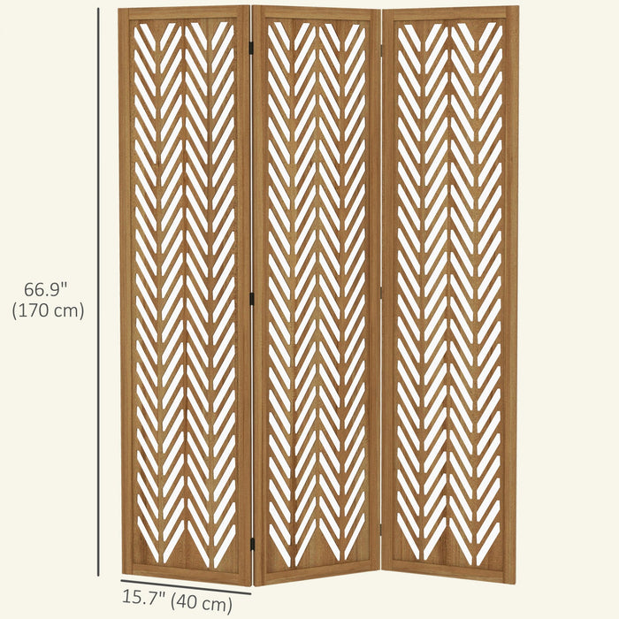 HOMCOM 3 Panel Room Divider, 5.6ft Tall Folding Privacy Screen, Light Brown