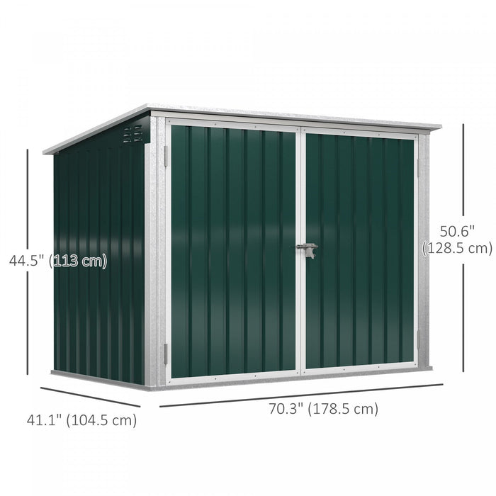 Outsunny 6x3 Ft Outdoor Storage Shed, Horizontal Garbage Can Organizer With Double Door And Lid Rubb