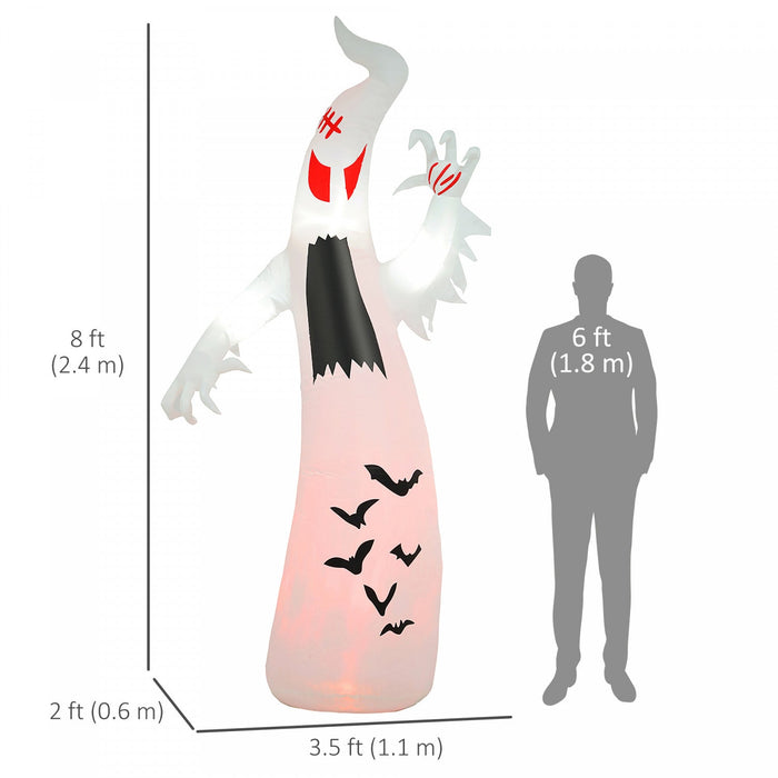 Outsunny 8ft Inflatable Halloween Ghost With Bats, LED Yard Display