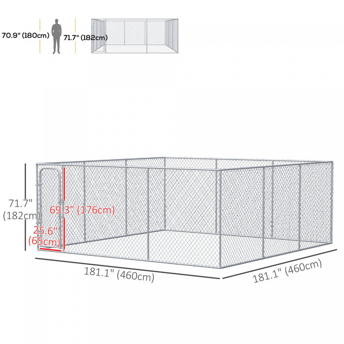 Pawhut 228 Sq. Ft. Dog Playpen Outdoor, Walk-in Dog Run Kennel Puppy Exercise Pen With Galvanized St