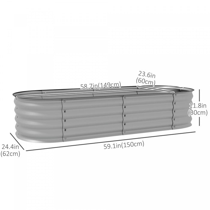 Outsunny 4.9' X 2' X 1' Galvanized Raised Garden Bed Kit, Metal Elevated Planter Box With Safety Edg
