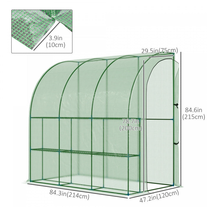 Outsunny 7' X 4' X 7' Outdoor Lean-to Walk-in Garden Greenhouse With Roll-up Door Hot House For Plan