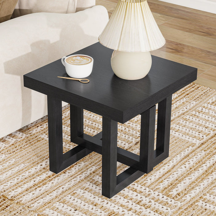 Ethan Rustic Solid Rubberwood End Table,Black  