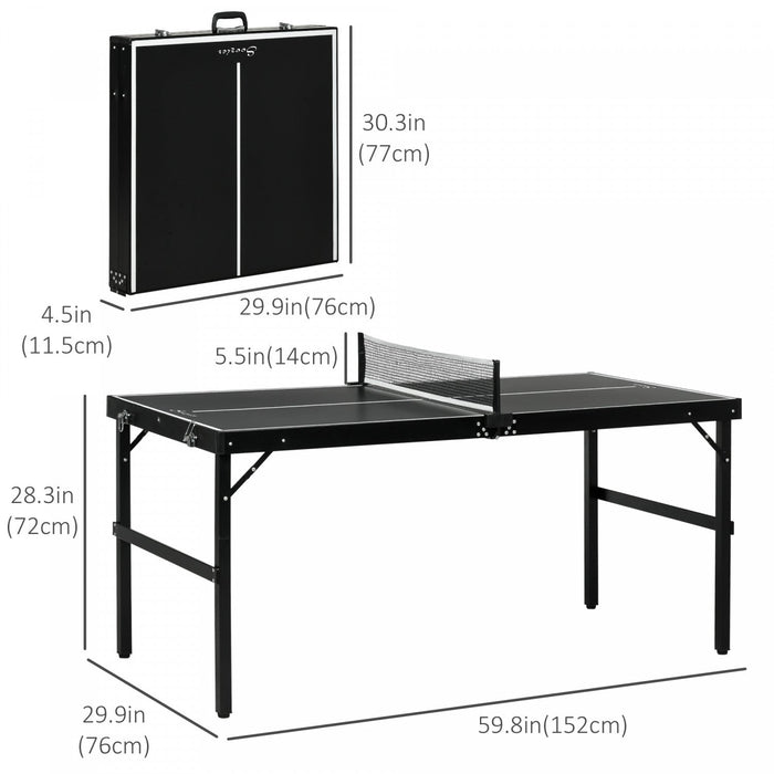 Soozier Mini Table Tennis Table, Aluminium Folding Ping Pong Table