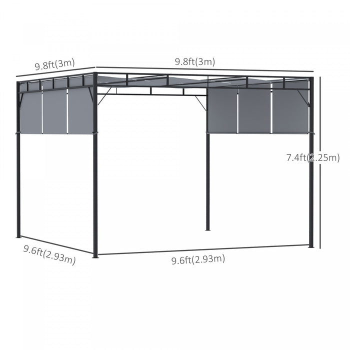 Outsunny 10' X 10' Retractable Pergola Canopy With Steel Frame, Outdoor Patio Gazebo For garden, law