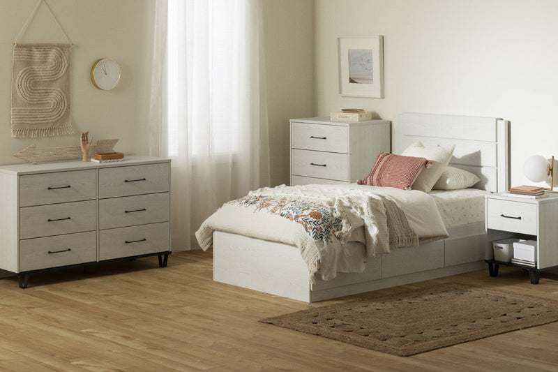 Arlen 1-drawer Nightstand - White Pine And Black Matte 