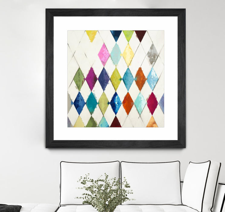 \"Diamonds\" Matted and Framed Black 30x30 Wall Art