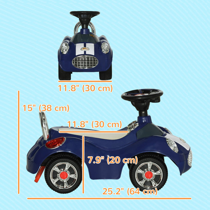 Qaba Baby Car, Push Car With Music, Horn, Light, Foot To Floor Sliding Ride On Car For Toddlers, Dar