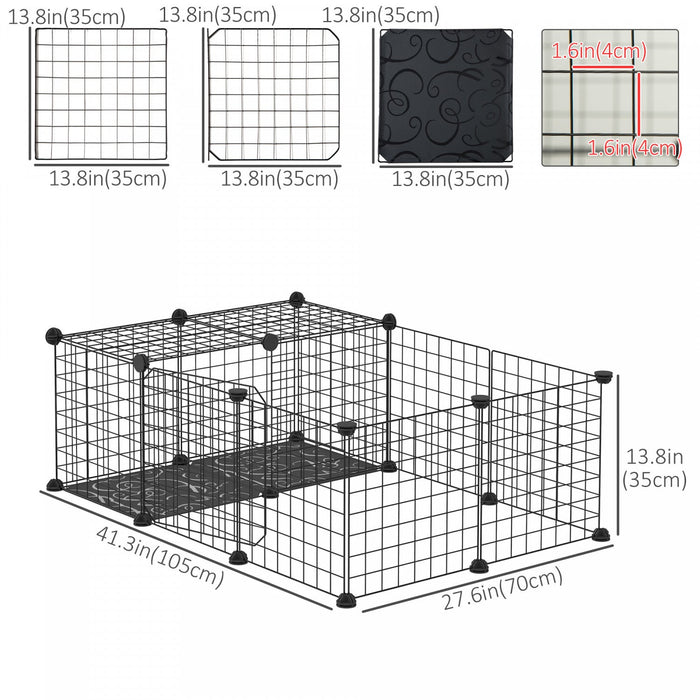 Pawhut Pet Playpen Small Animal Cage With 16 Panels, Portable Metal Wire Pet Fence With Door, Non-sl