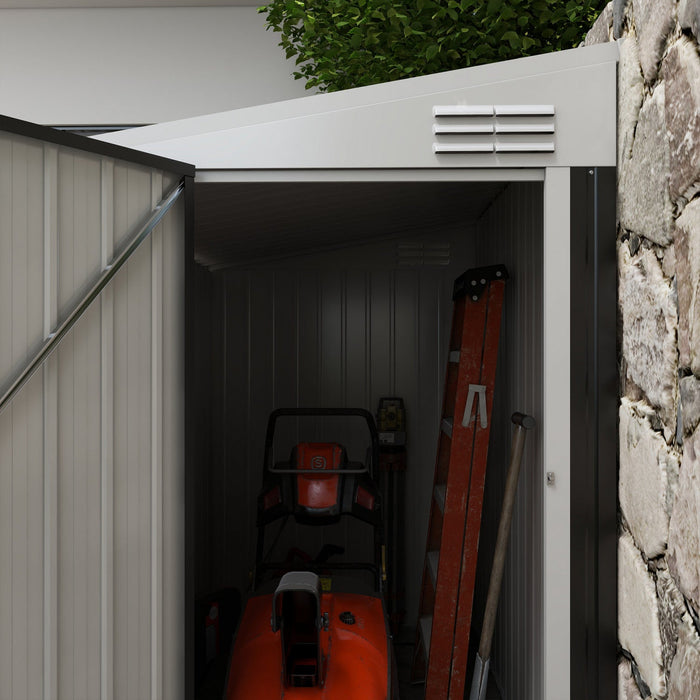 Outsunny 4' X 6' Steel Garden Storage Shed Lean To Shed Outdoor Metal Tool House With Lockable Door 