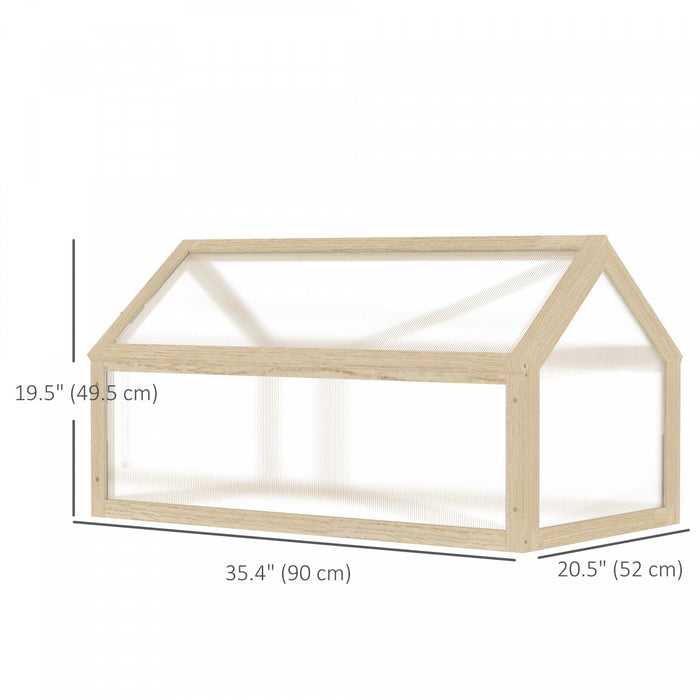 Outsunny Wooden Cold Frame Greenhouse Garden Portable Raised Planter With Openable Top For Indoor, O